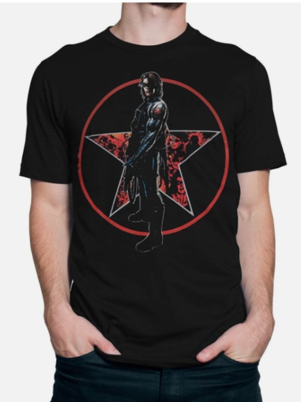 Marvel Winter Soldier T-Shirt Mens Medium Bucky Barnes Captain America Graphic